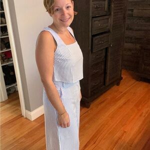 Striped Sleeveless Wide Leg Set